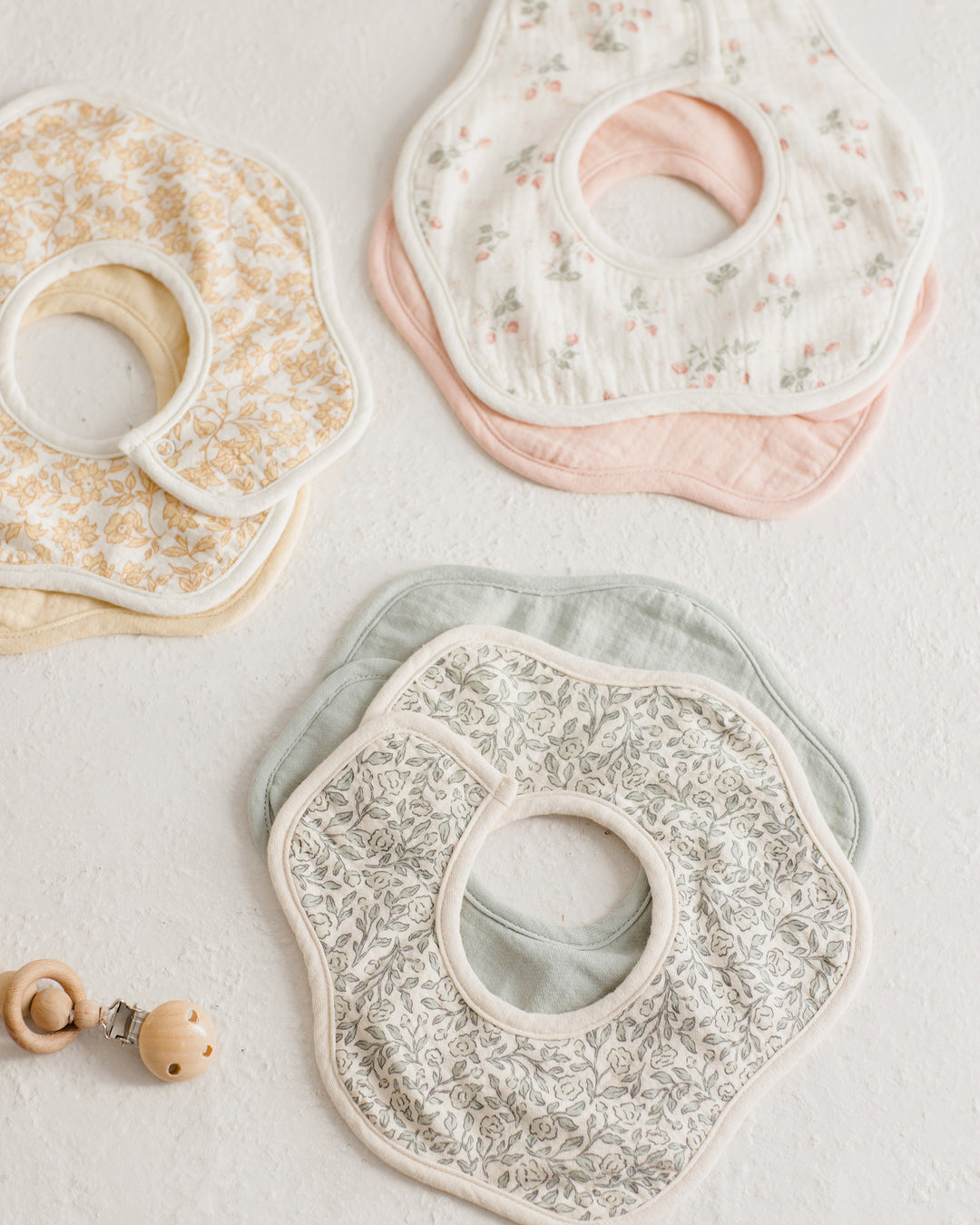 Quincy Mae Jersey Snap Bib, 2 Pack - Bunnies, Melon