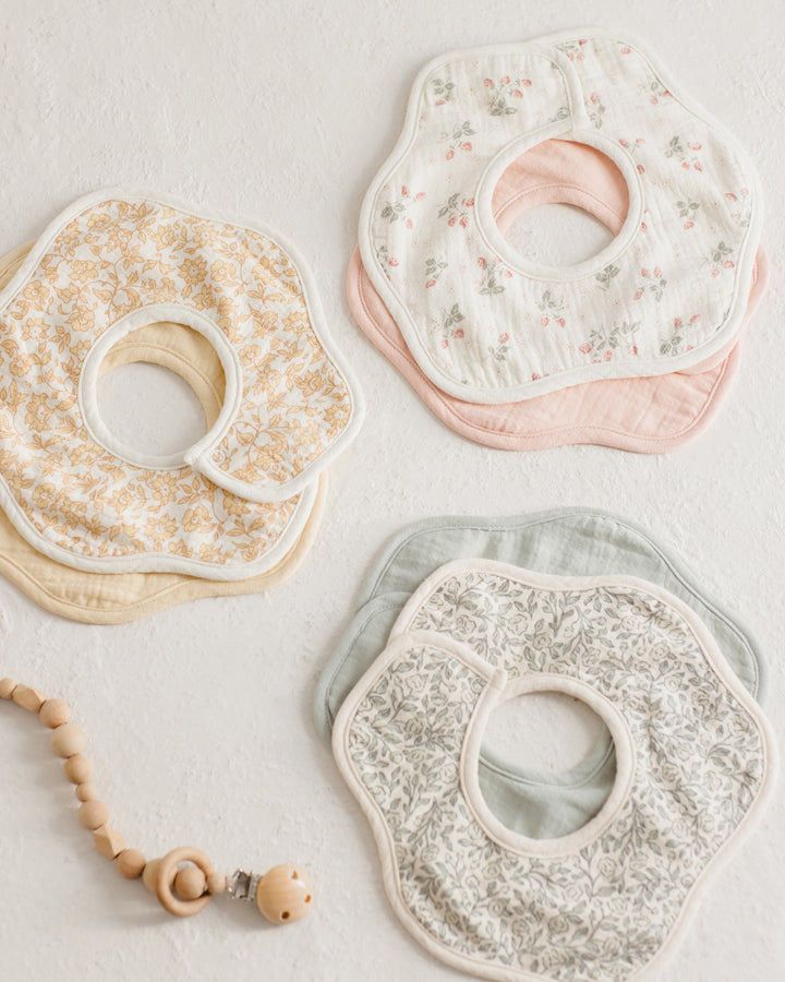 Quincy Mae Jersey Snap Bib, 2 Pack - Bunnies, Melon