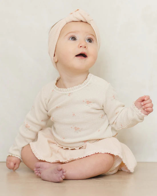 Quincy Mae Waffle Long Sleeve Bodysuit - Vintage Rose