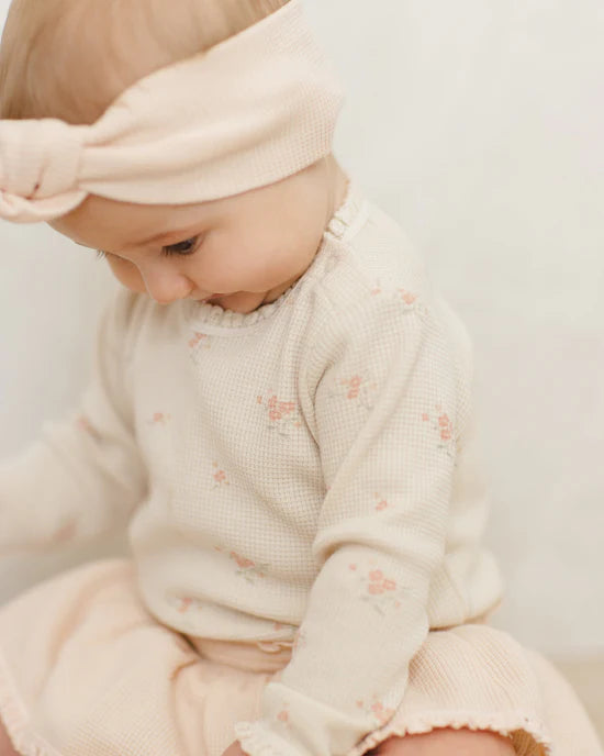 Quincy Mae Waffle Long Sleeve Bodysuit - Vintage Rose