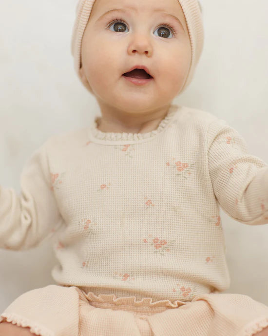 Quincy Mae Waffle Long Sleeve Bodysuit - Vintage Rose