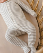 Zip Long Sleeve Sleeper Footie - Sage Stripe
