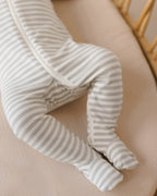 Zip Long Sleeve Sleeper Footie - Sage Stripe
