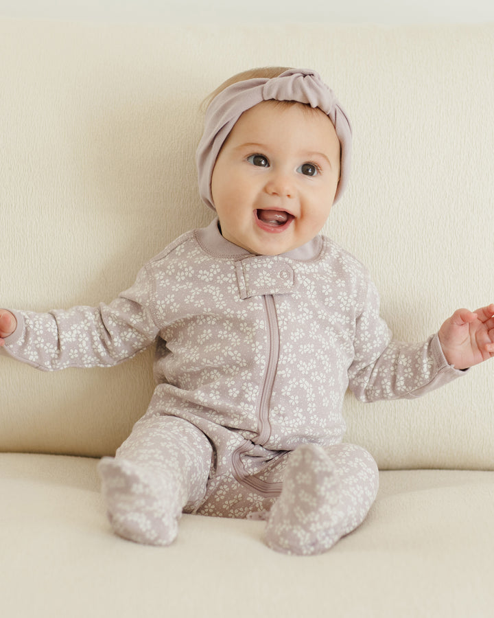 Quincy Mae Zip Long Sleeve Sleeper Footie - Lavender Ditsy