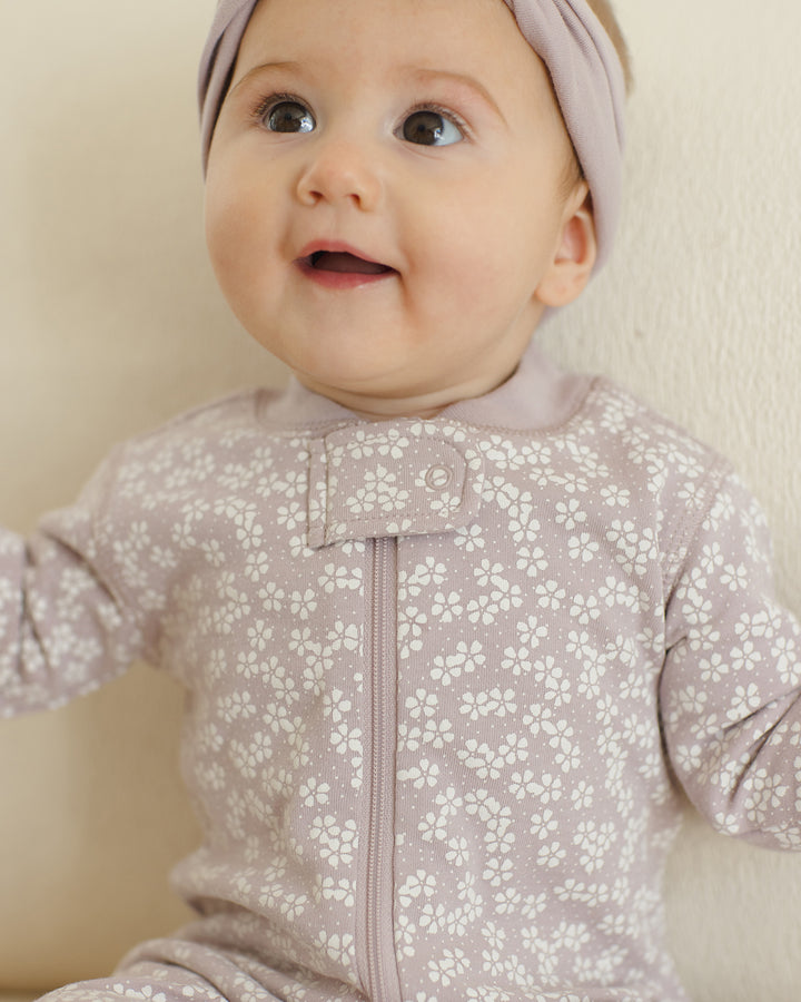 Quincy Mae Zip Long Sleeve Sleeper Footie - Lavender Ditsy