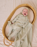 Wrap Top + Footed Pant Set - Sage