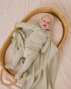 Wrap Top + Footed Pant Set - Sage