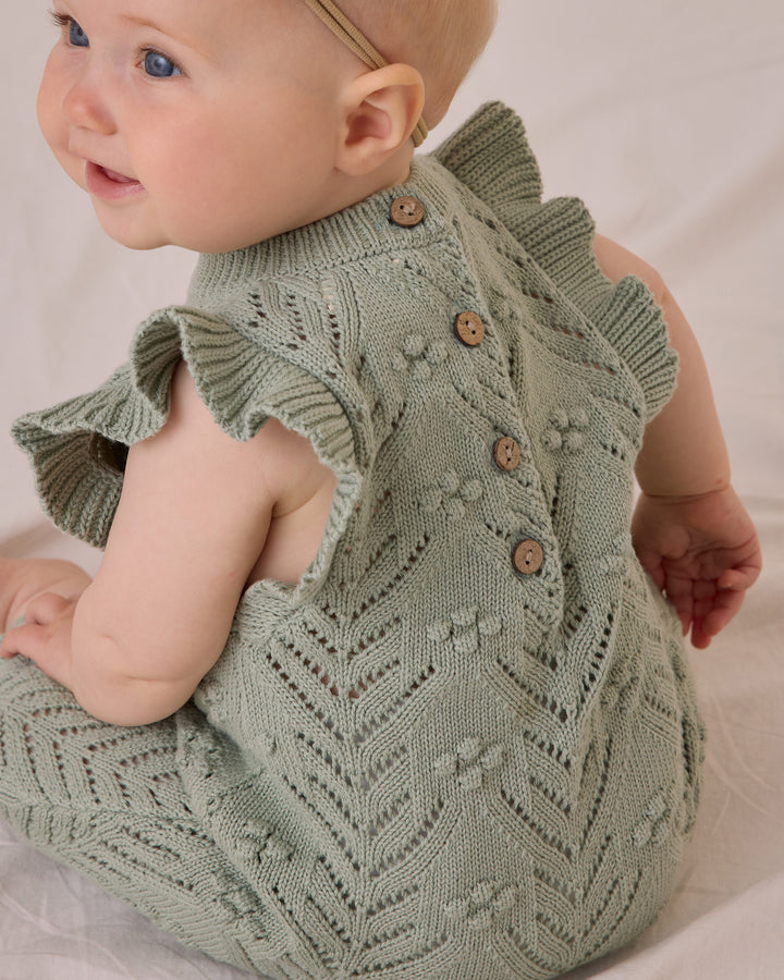 Quincy Mae Mira Knit Romper - Sage