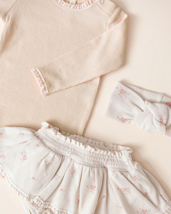 Quincy Mae Waffle Long Sleeve Bodysuit - Antique