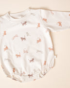 Crewneck Bubble Romper - Cats