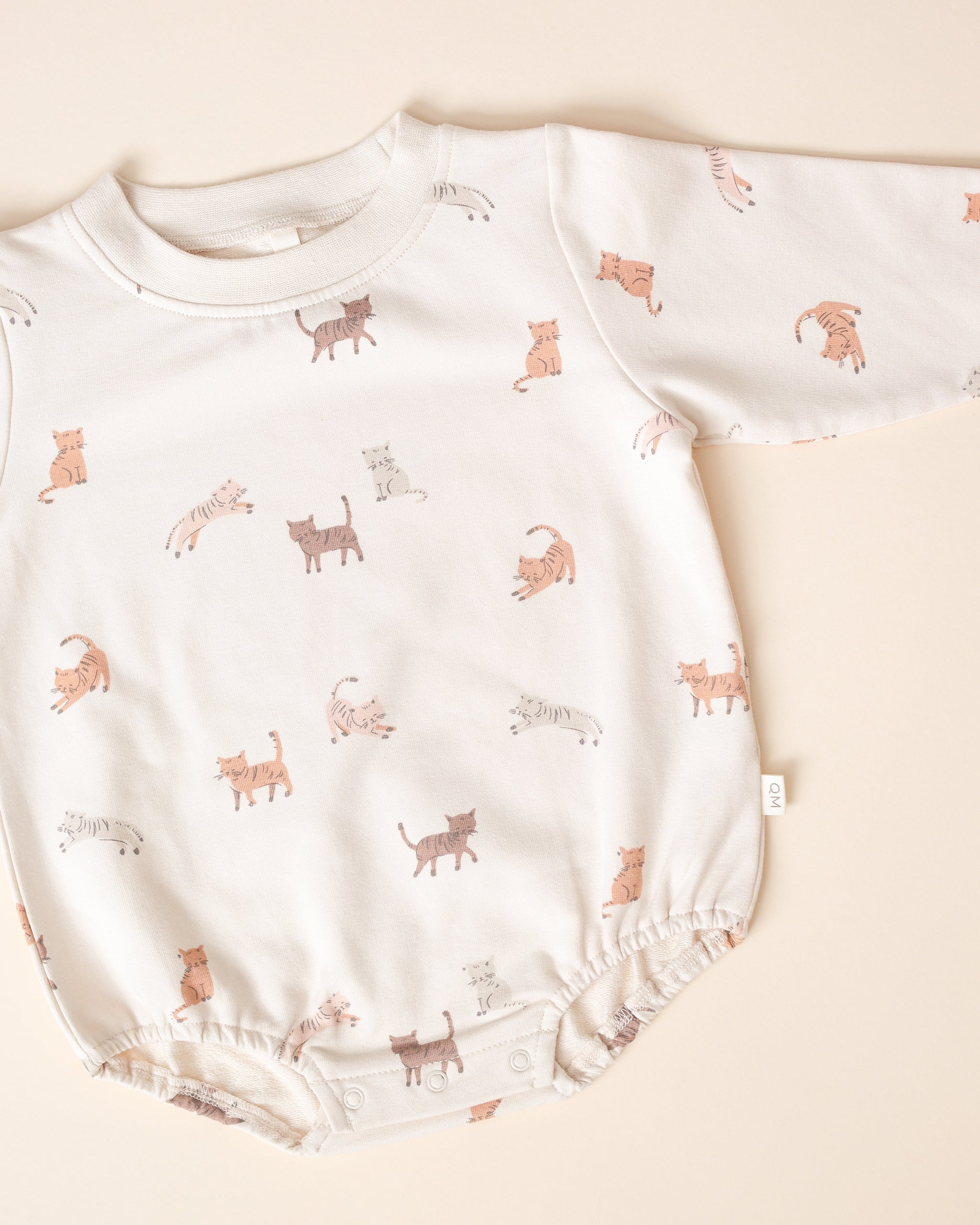 Quincy Mae Crewneck Bubble Romper - Cats