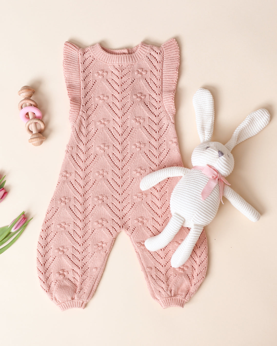 Quincy Mae Mira Knit Romper - Melon