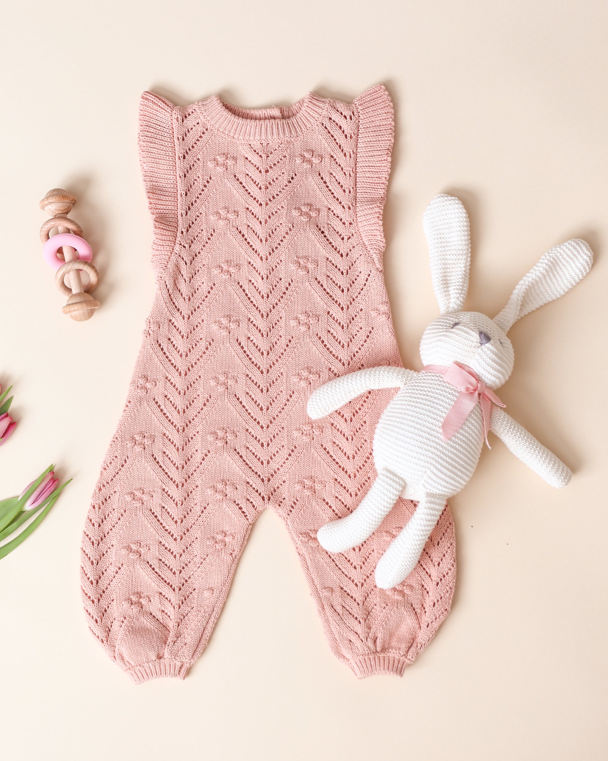 Quincy Mae Mira Knit Romper - Melon