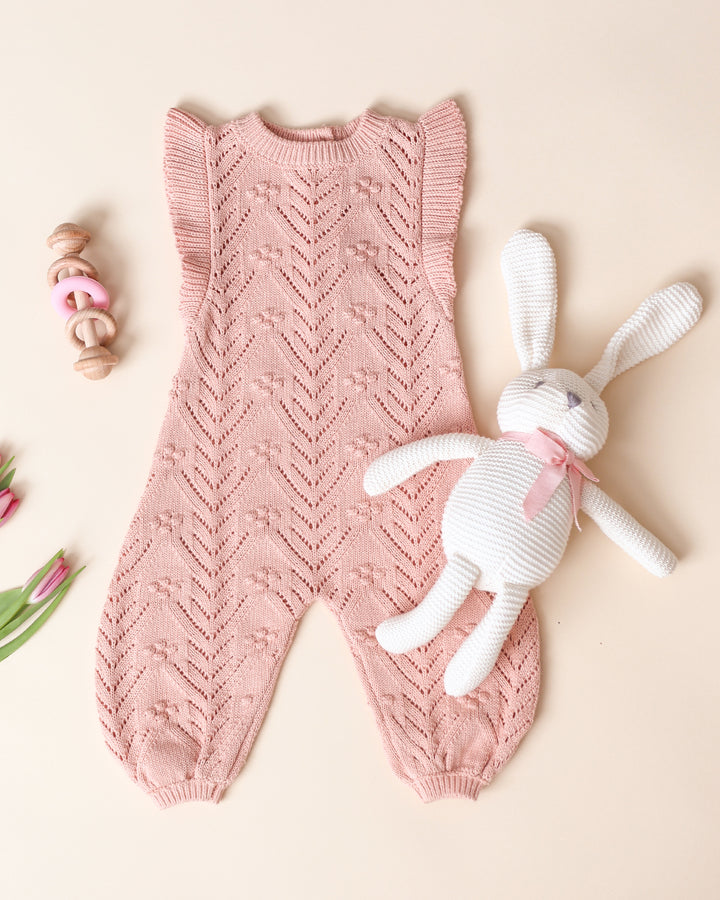 Quincy Mae Mira Knit Romper - Melon