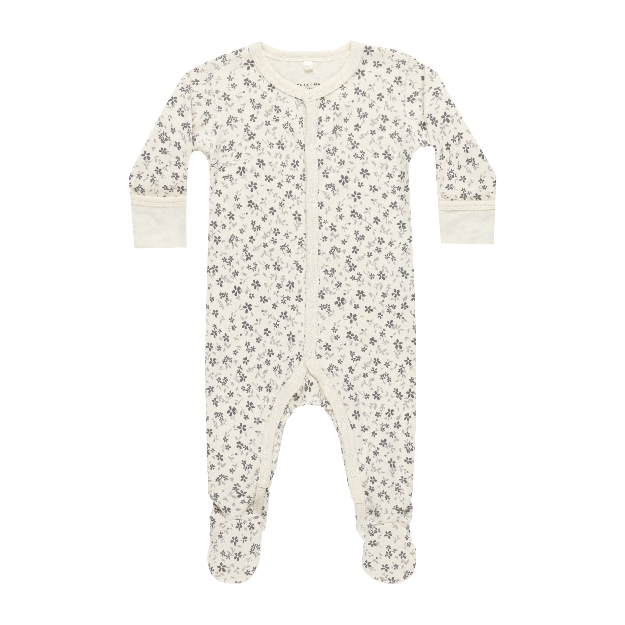 Quincy Mae Full Snap Footie - Blue Floral