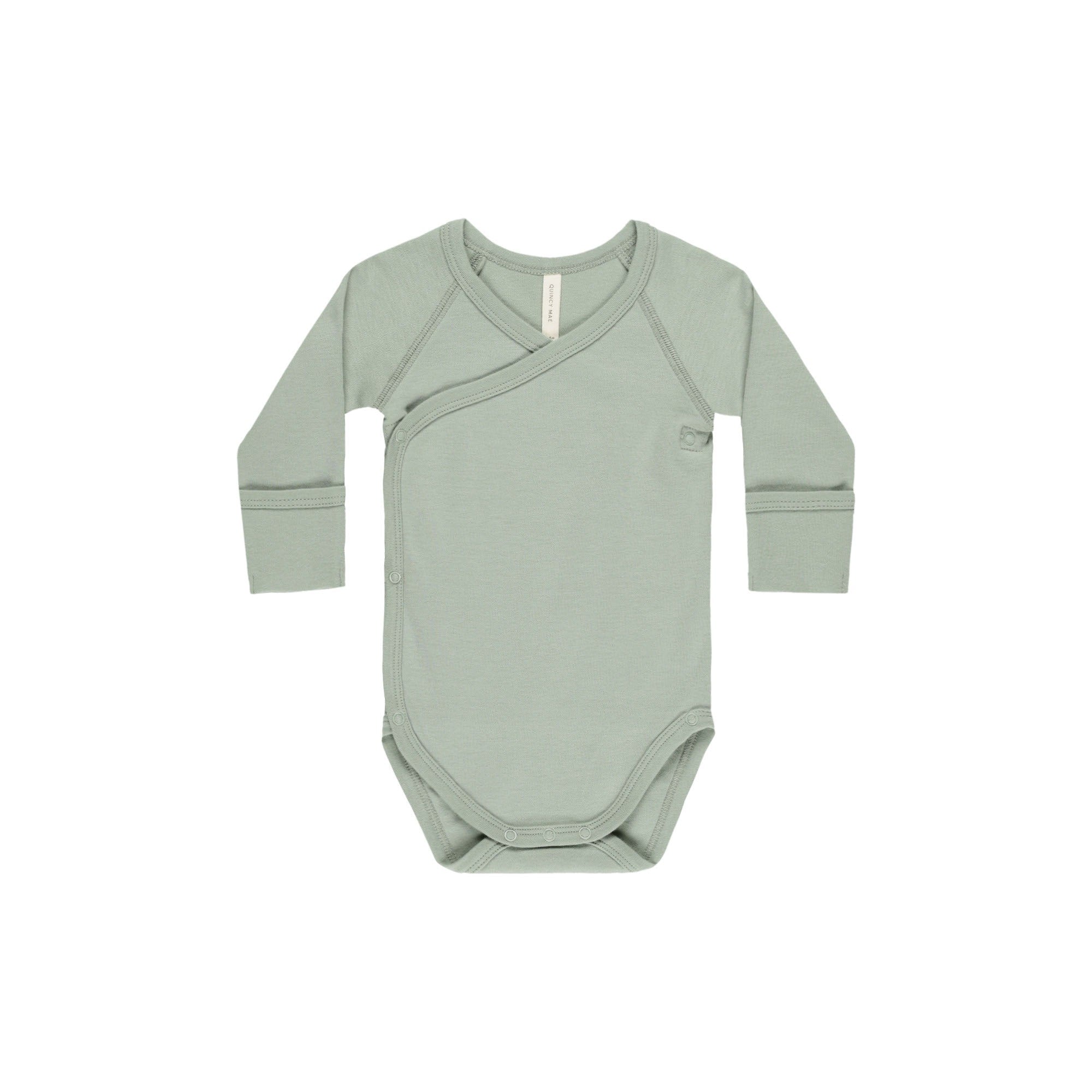 Quincy Mae Side Snap Bodysuit - Sage