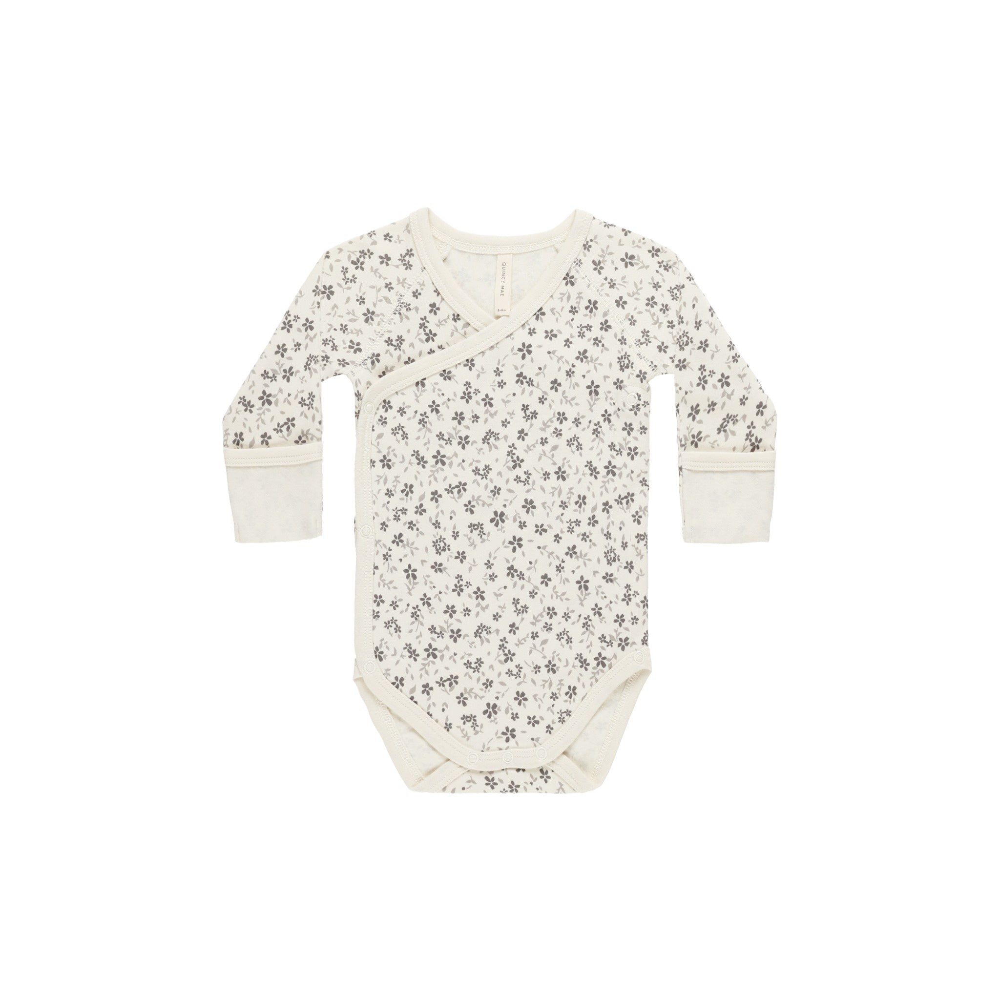 Quincy Mae Side Snap Bodysuit - Blue Floral
