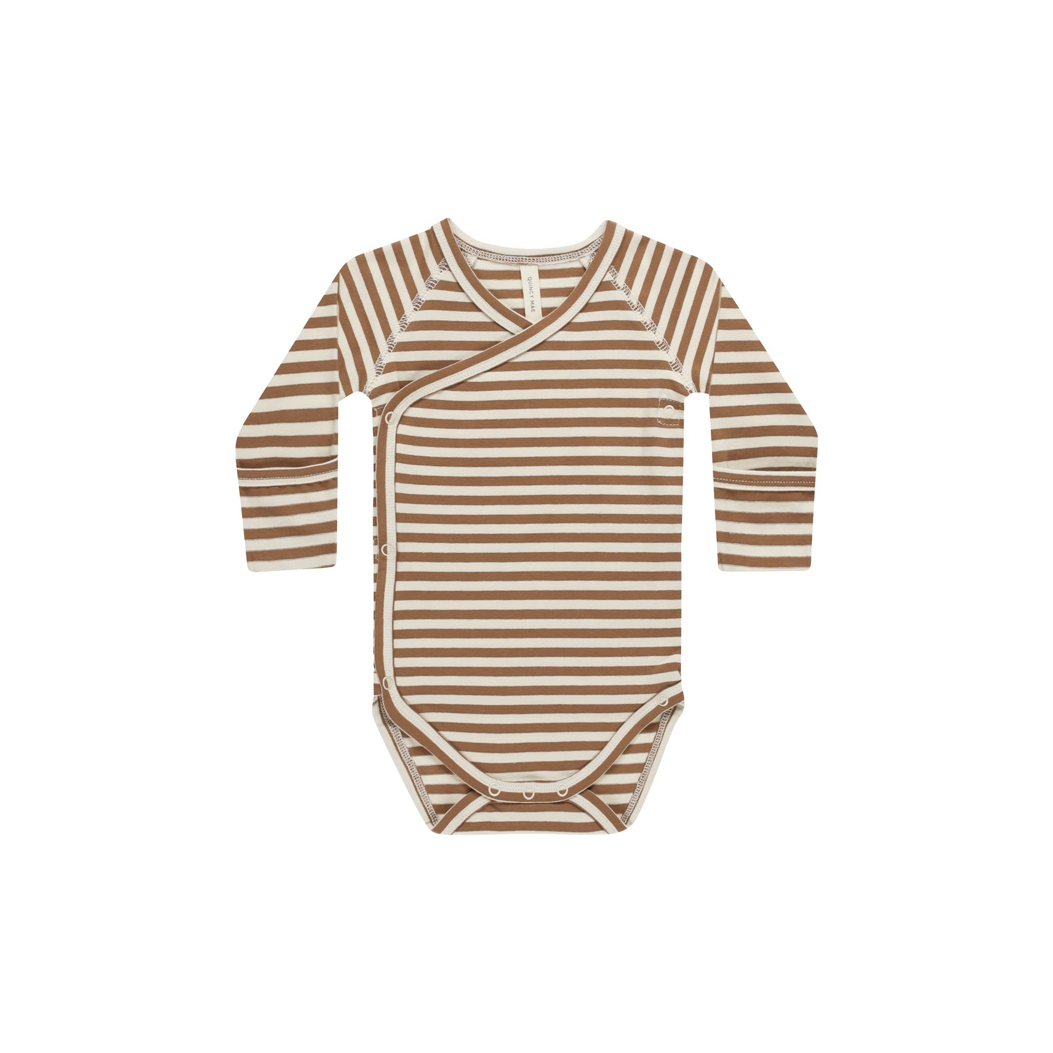 Quincy Mae Side Snap Bodysuit - Cinnamon Stripe