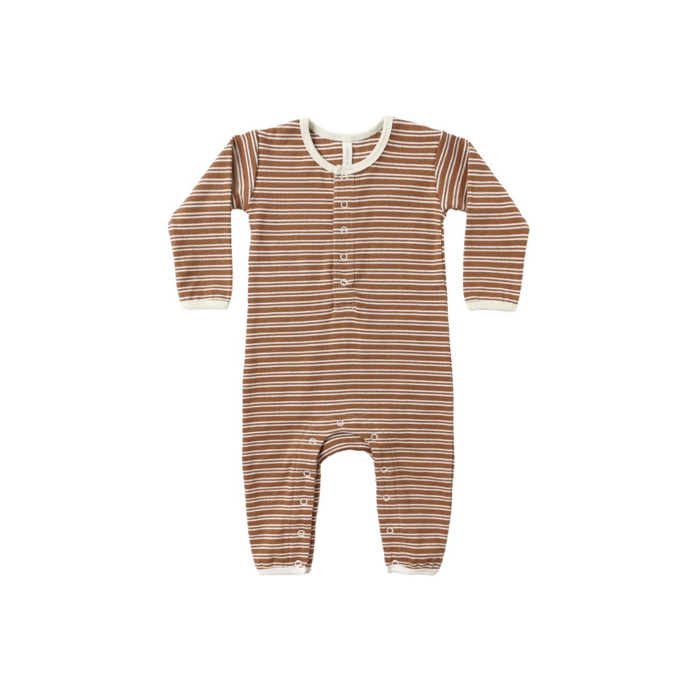 Quincy Mae Ribbed Baby Jumpsuit - Cedar Micro Stripe