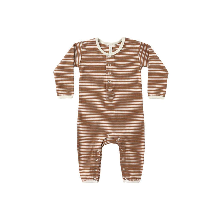 PRE-ORDER Quincy Mae Ribbed Baby Jumpsuit || Cedar Micro Stripe