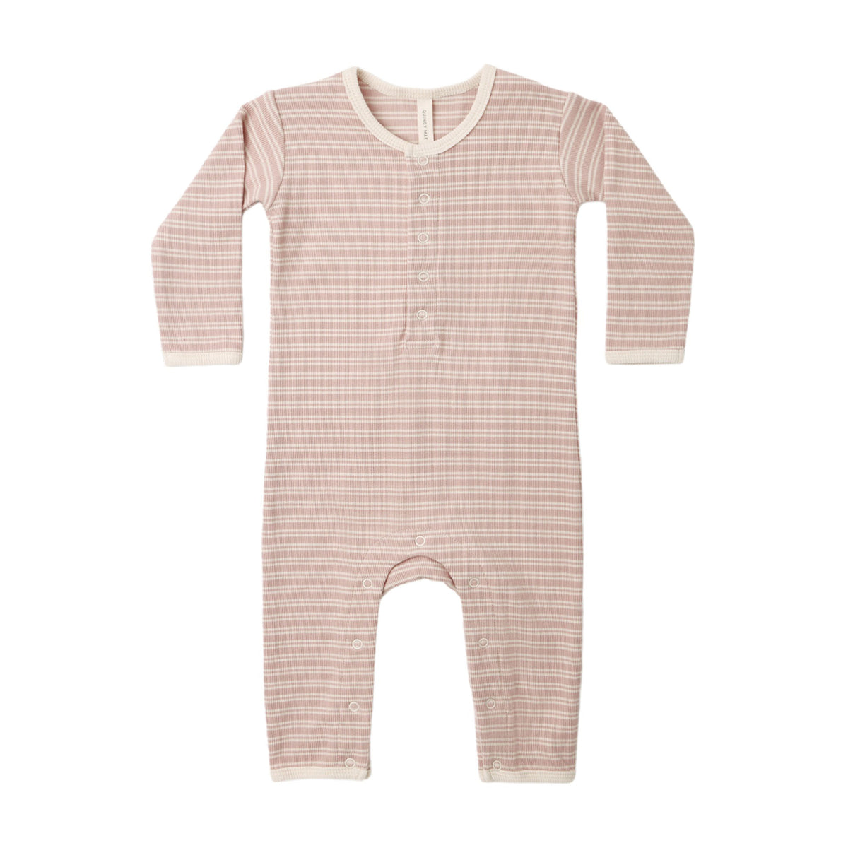 Ribbed Baby Jumpsuit - Dusty Rose Microstripe