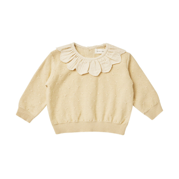 Quincy Mae Petal Knit Sweater - Lemon