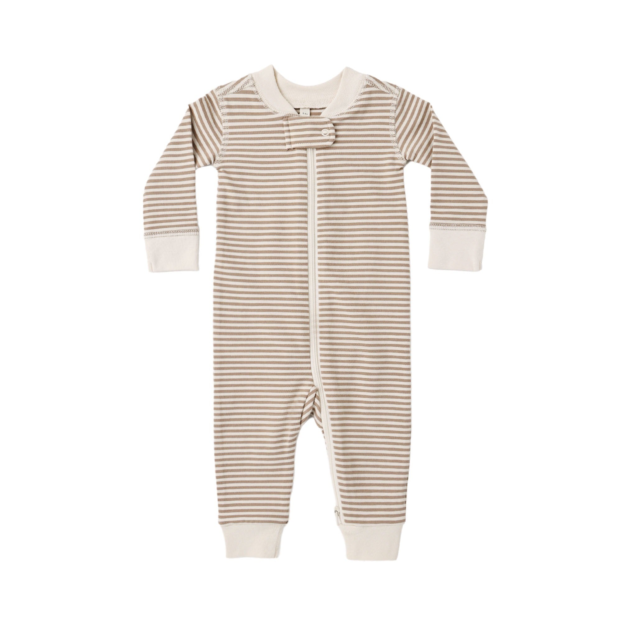PRE-ORDER - Zip Long Sleeve Sleeper - Almond Stripe
