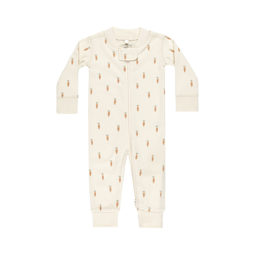 Quincy Mae Zip Longsleeve Sleeper - Carrots