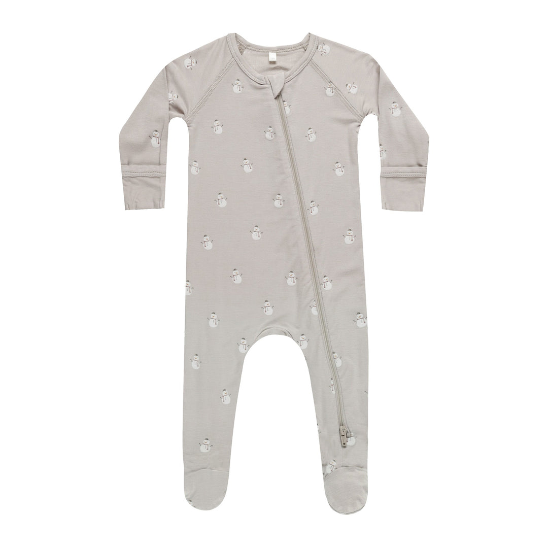 Quincy Mae Bamboo Zip Footie - Snowmen