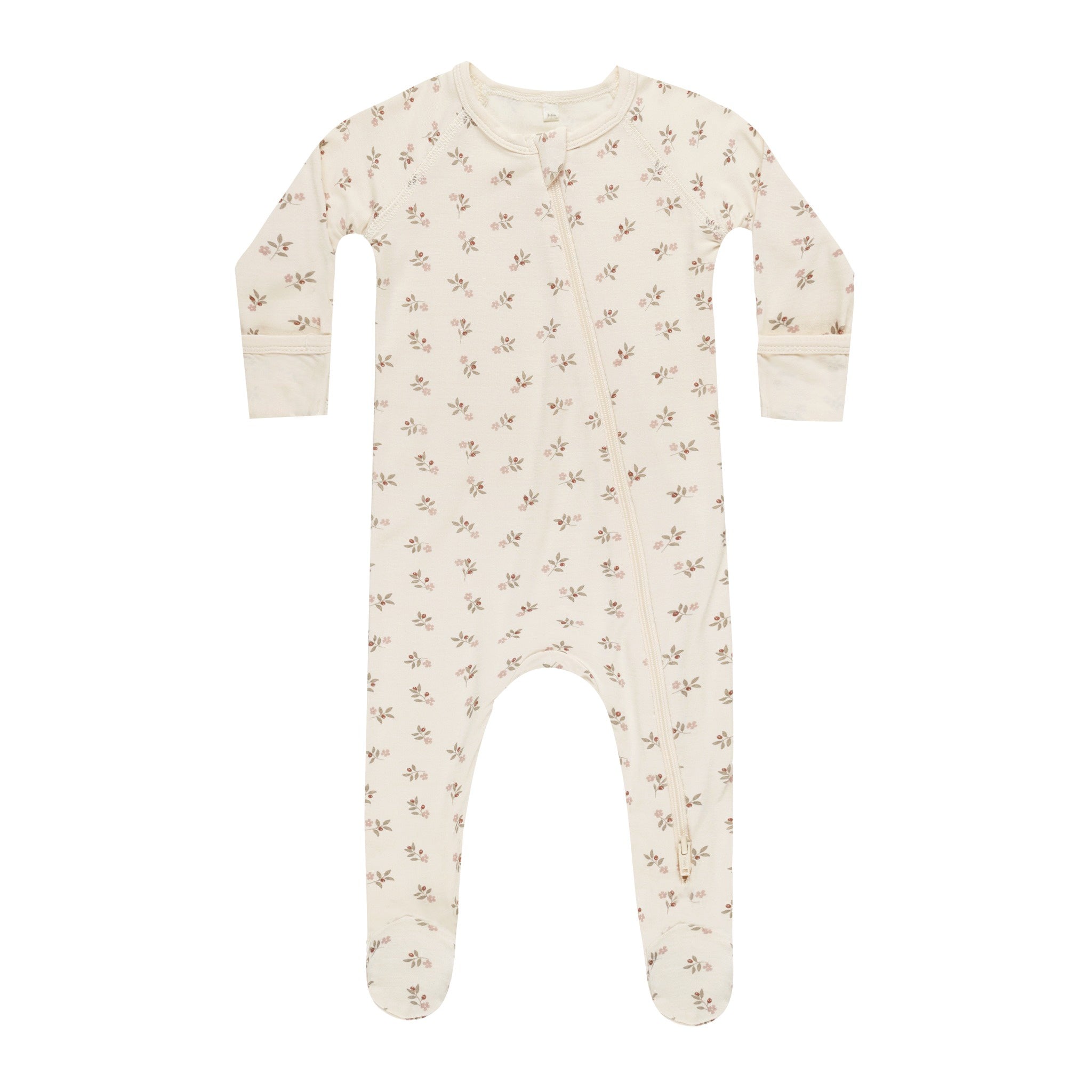 Bamboo Zip Footie - Holly Berry