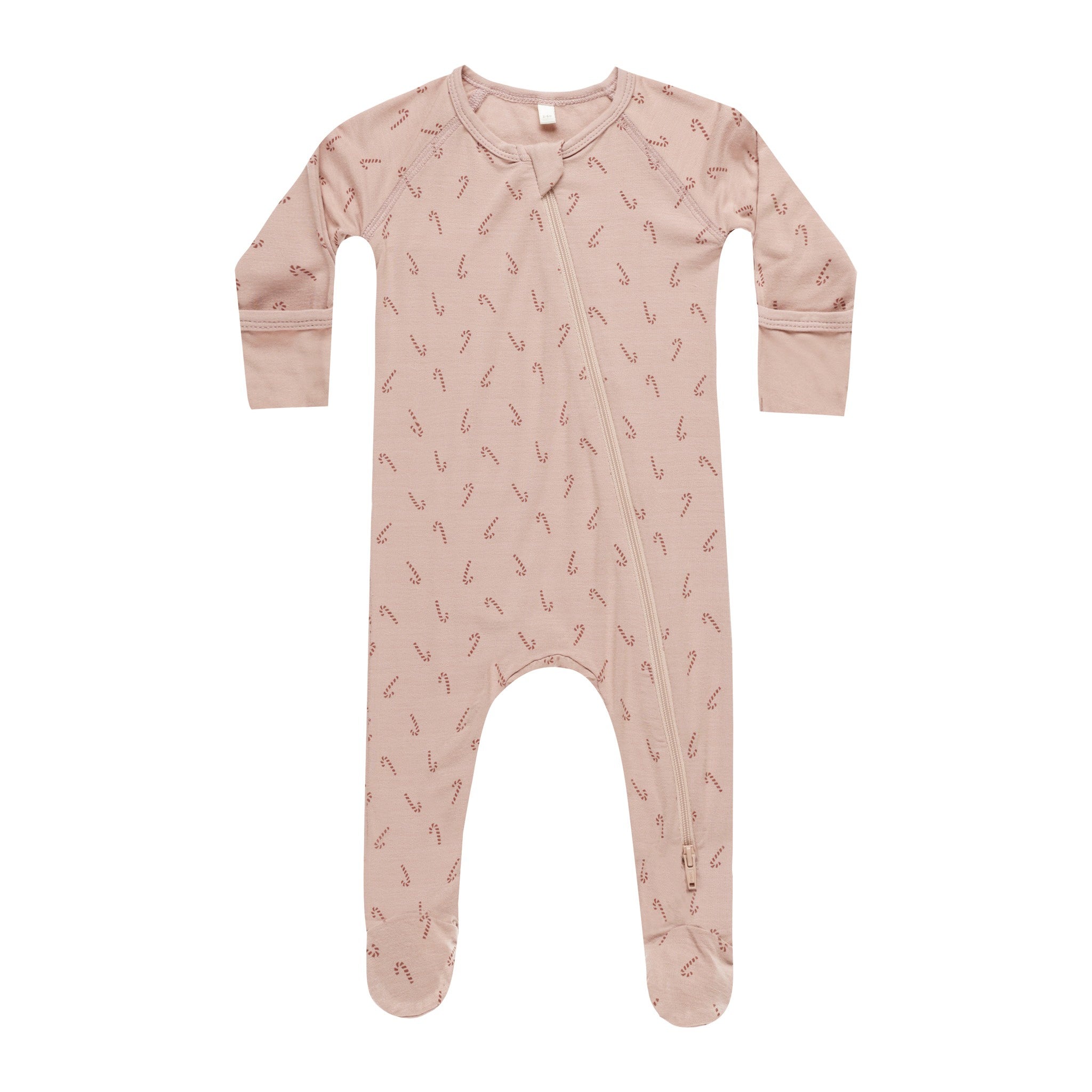 Quincy Mae Bamboo Zip Footie - Candy Cane