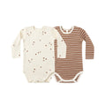 Ribbed Bodysuit, 2 Pack - Cedar Micro Stripe, Acorns