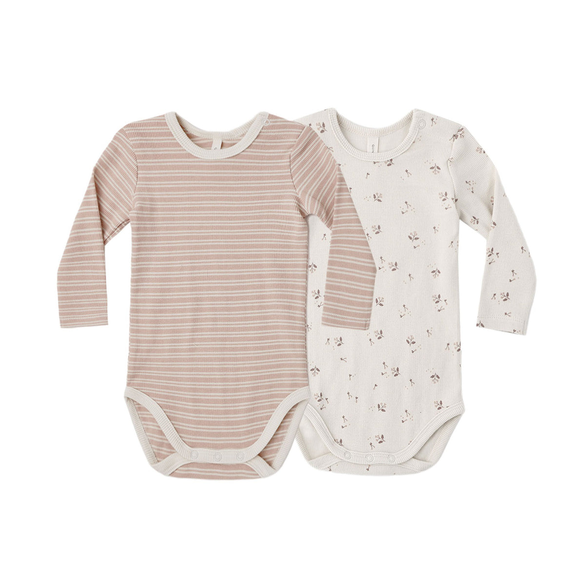 Ribbed Bodysuit 2Pk - Dusty Rose Microstripe/Fall Ditsy