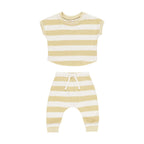 Terry Tee + Pant Set - Yellow Stripe