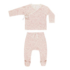 Wrap Top + Footed Pant Set - Pink Blossom