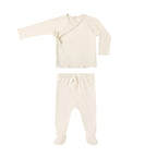 Wrap Top + Footed Pant Set - Natural
