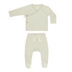 Wrap Top + Footed Pant Set - Mint
