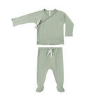 Wrap Top + Footed Pant Set - Fern