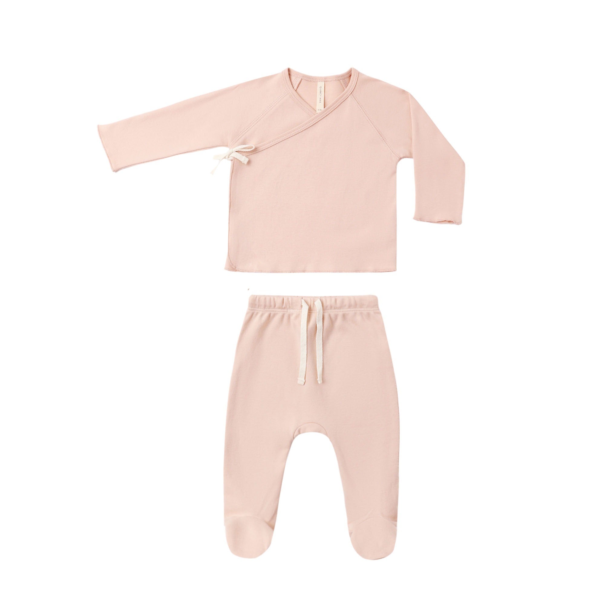 PRE-ORDER - Wrap Top + Footed Pant Set - Dusty Rose