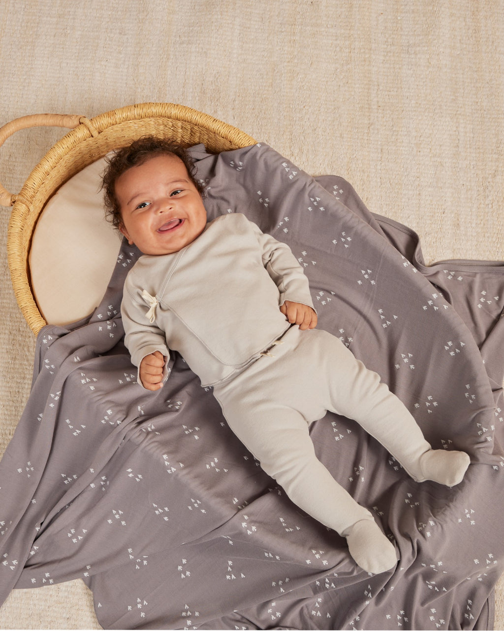 Quincy Mae Wrap Top + Footed Pant Set - Cloud