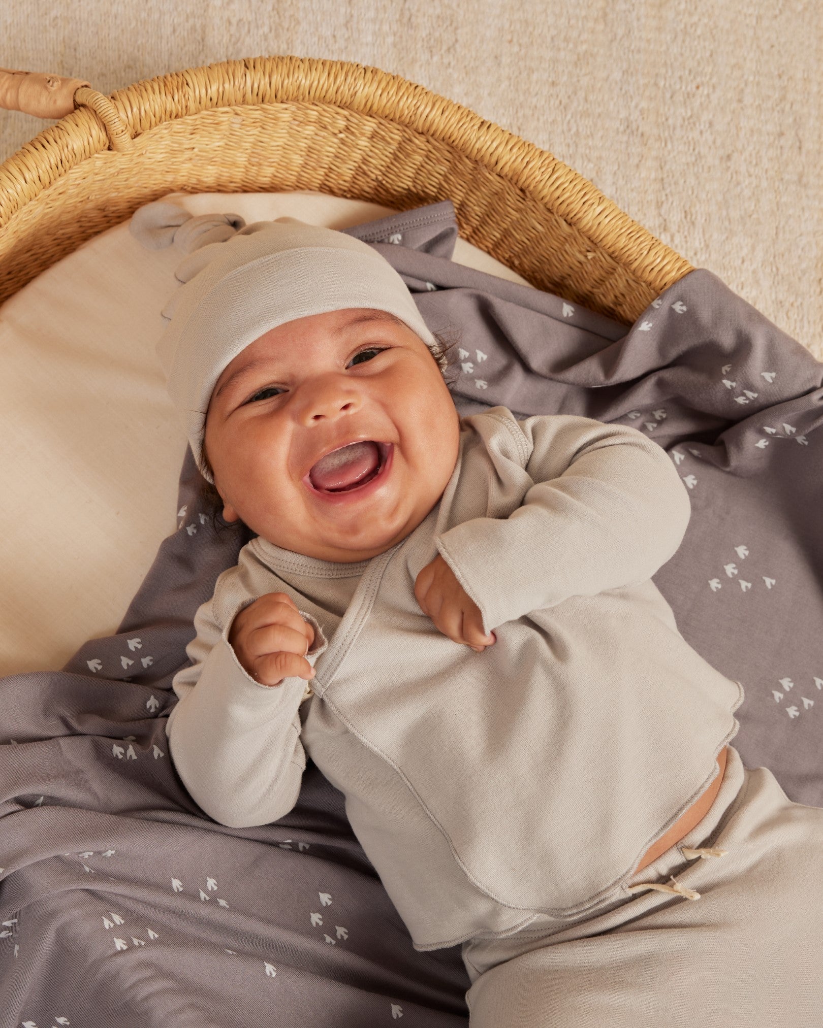 Quincy Mae Wrap Top + Footed Pant Set - Cloud