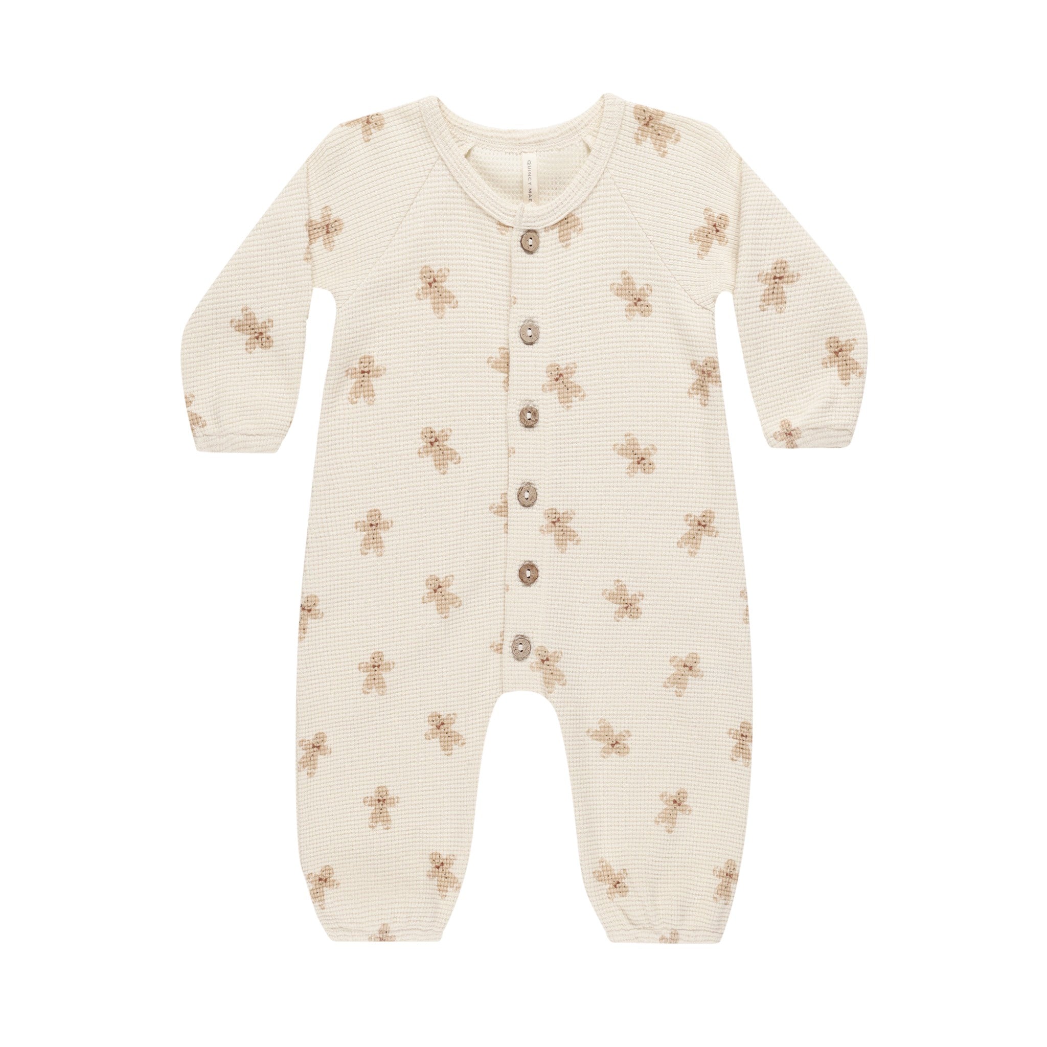 Quincy Mae Waffle Long Sleeve Jumpsuit - Gingerbread
