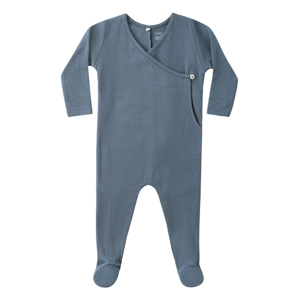 Quincy Mae Pointelle Wrap Footie - Ocean