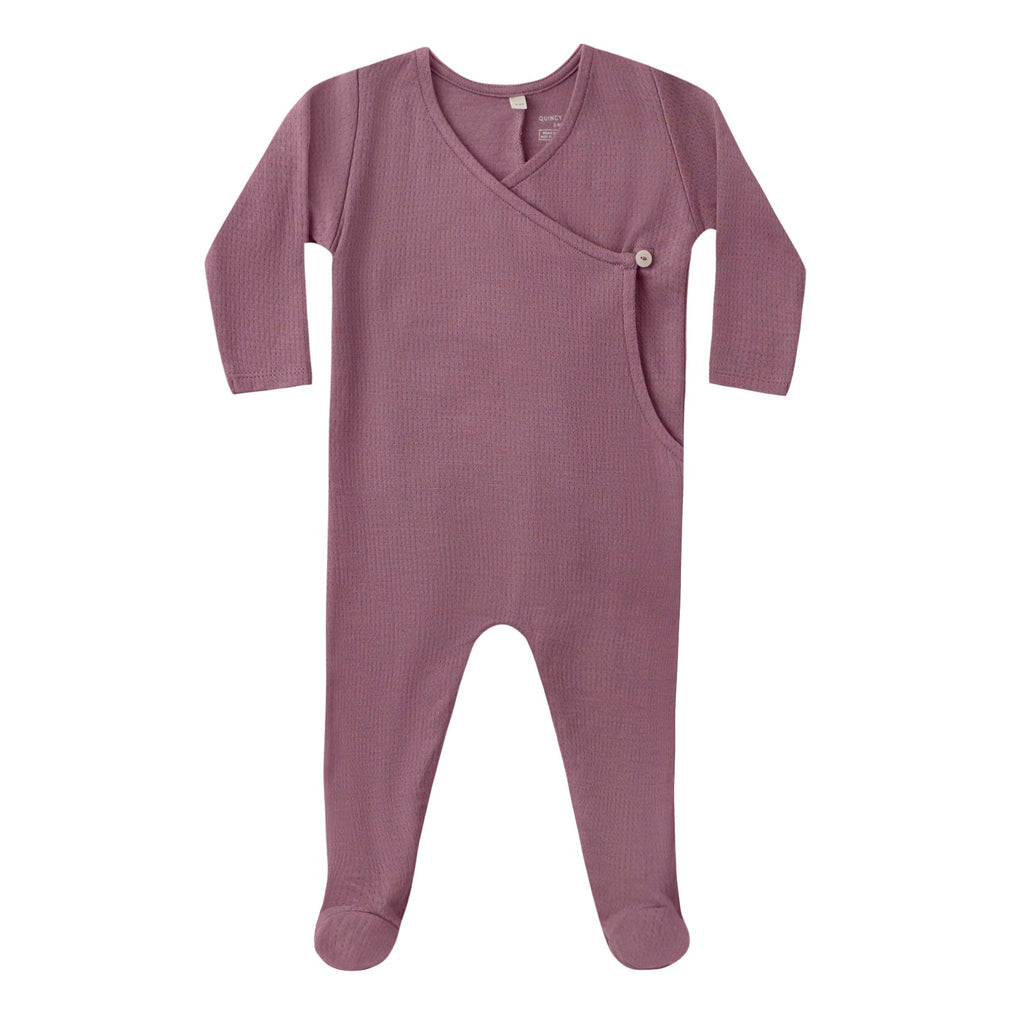 Quincy Mae Pointelle Wrap Footie - Mulberry