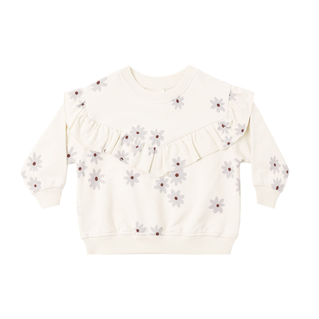 Ruffle Fleece Sweatshirt Blue Daisy