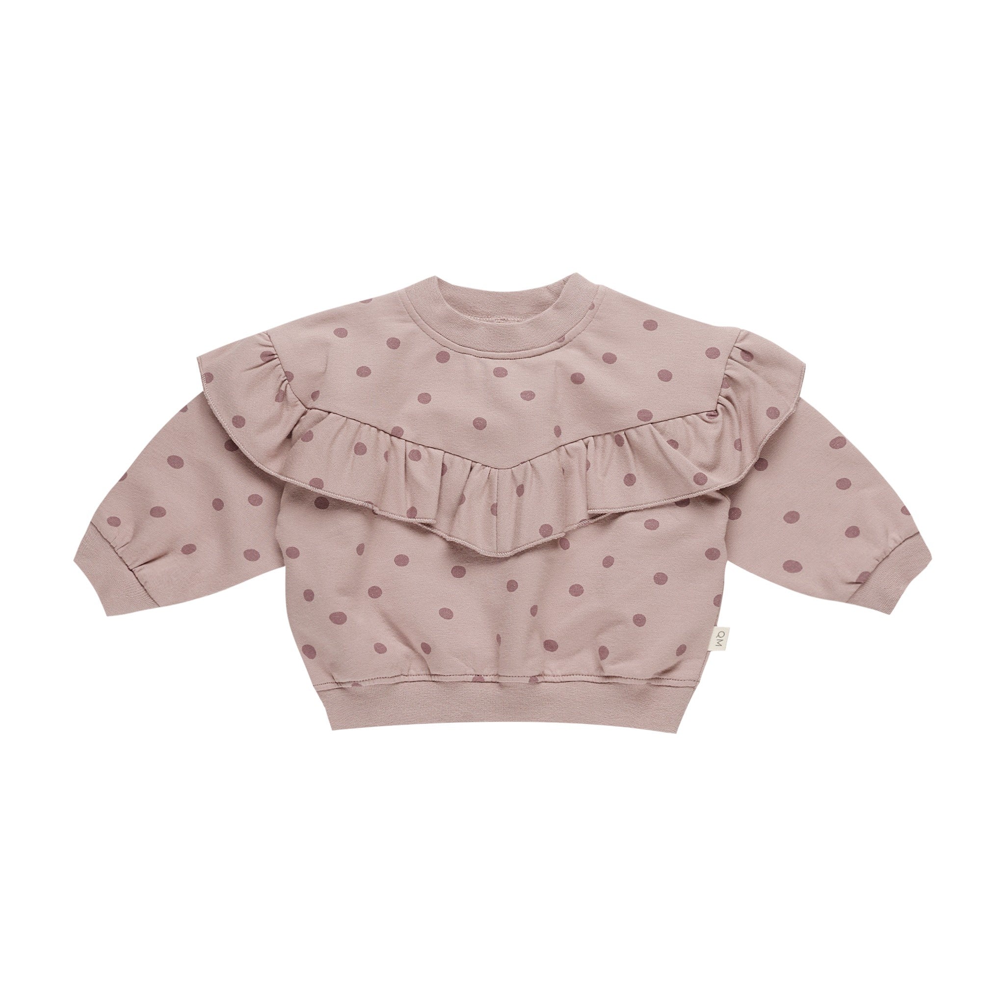 Quincy Mae Ruffle Fleece Sweatshirt - Polka Dot