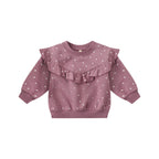 Ruffle Fleece Sweatshirt - Polka Dots