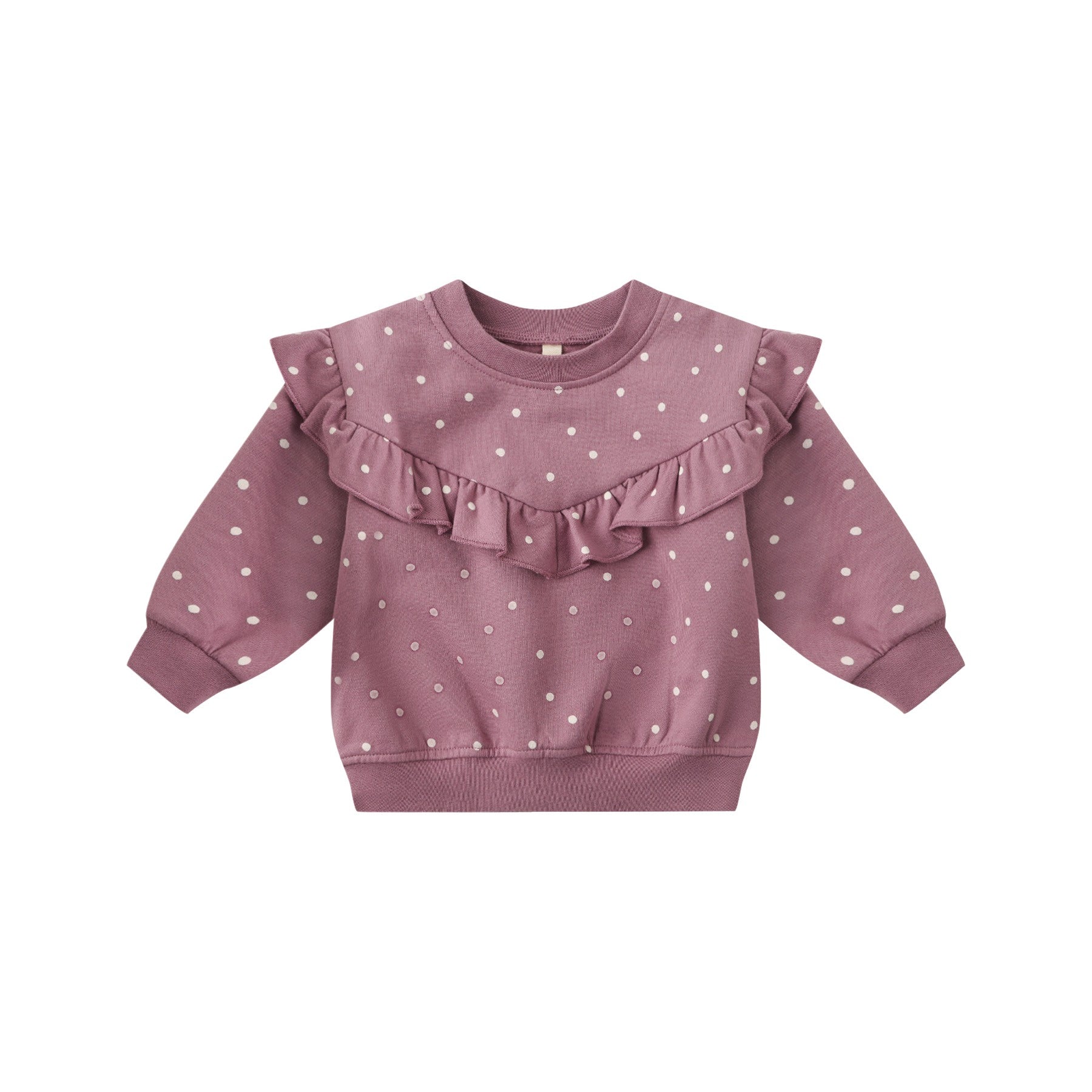 Quincy Mae Ruffle Fleece Sweatshirt - Polka Dots