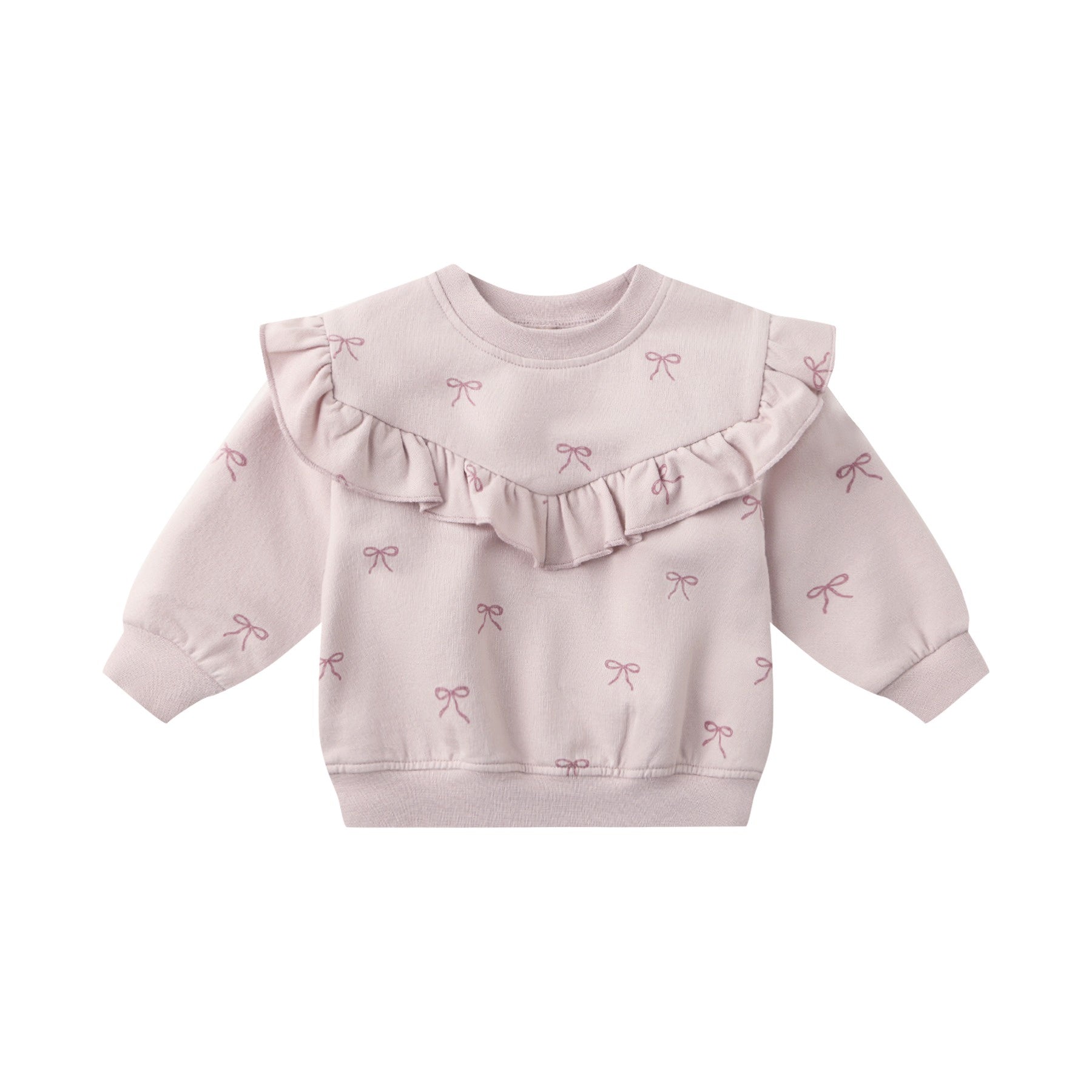 Quincy Mae Ruffle Fleece Sweatshirt - Bows