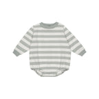 Crewneck Bubble Romper - Sage Stripe